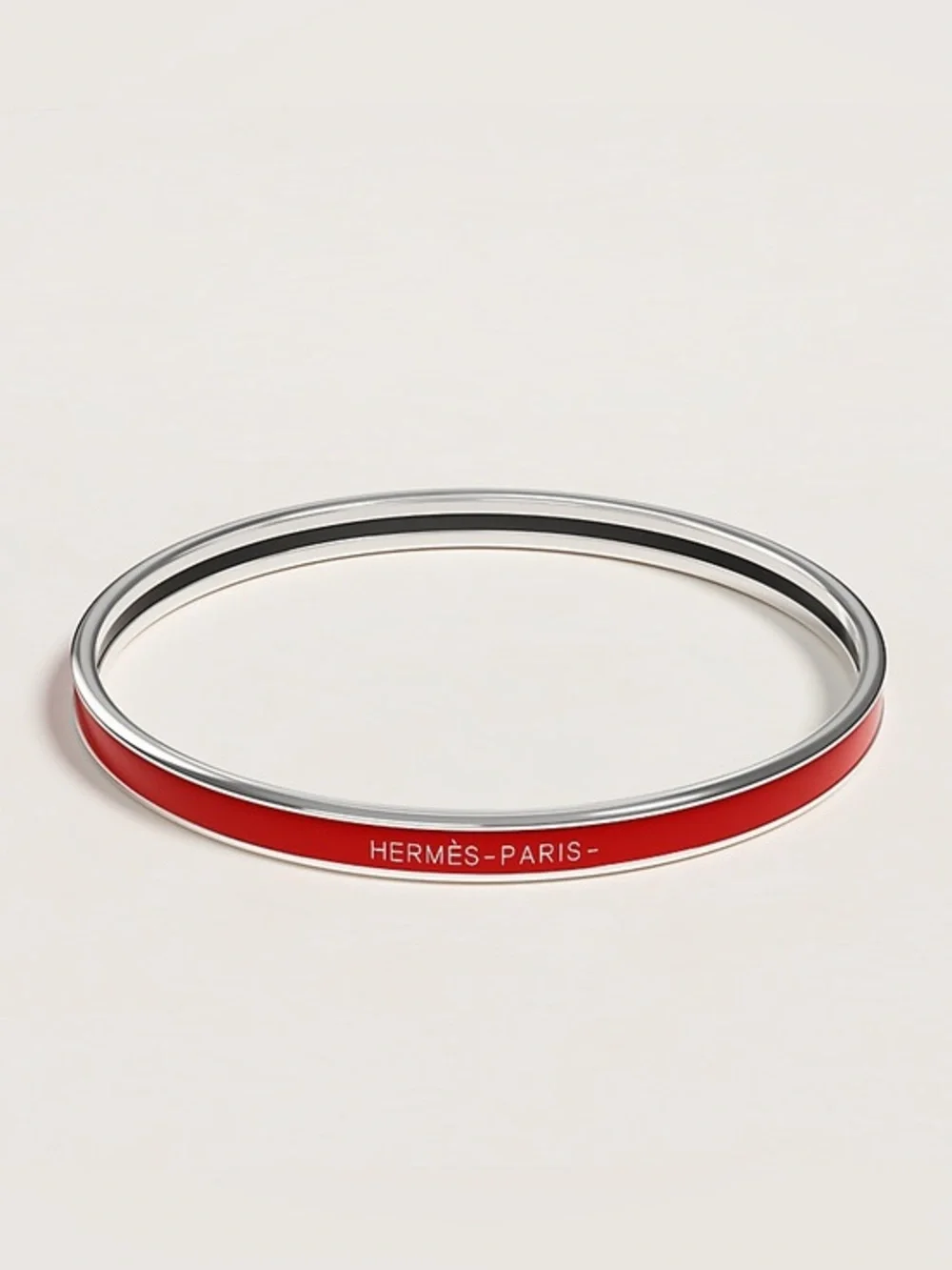 Hermès Uni Red Enamel Double Bangle Bracelet
